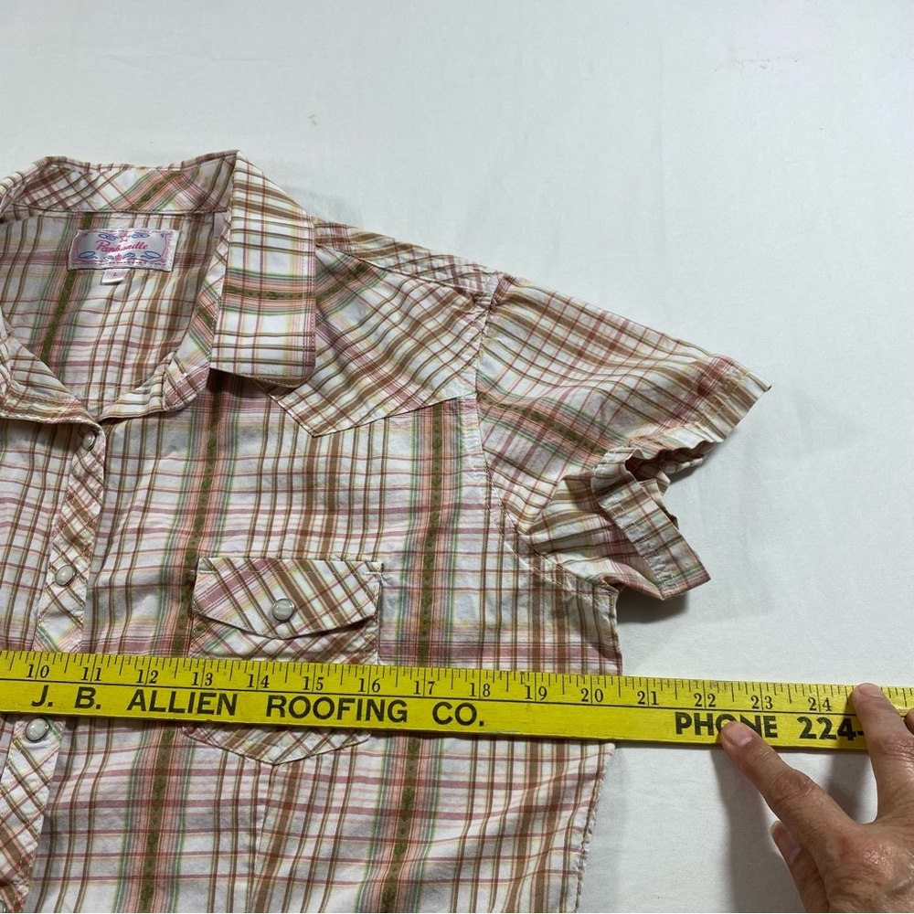Panhandle Plaid Short Sleeve Shirt women’s Large Pearl snap button down shirt - Picture 3 of 5